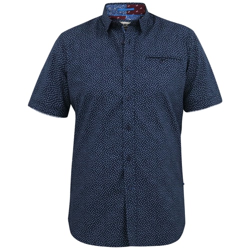 D555 Brody S/S Micro AOP Shirt With Button Down Collar Navy